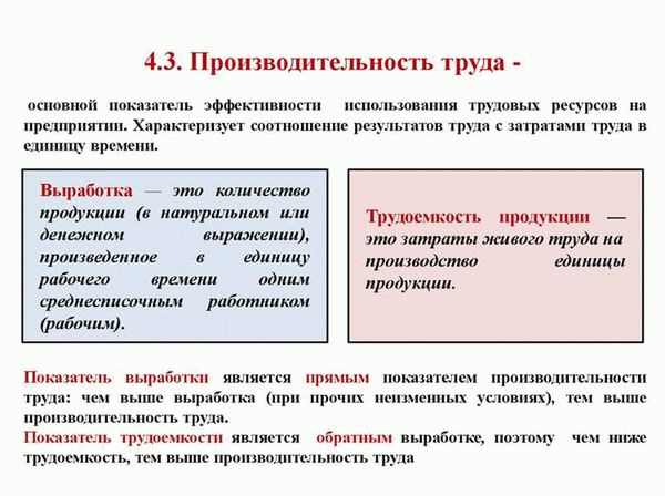 Роль производительности труда в эффективности работы