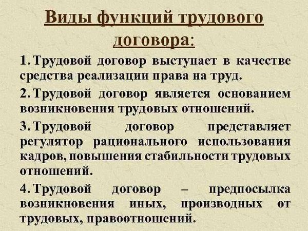 Основные признаки трудового договора: