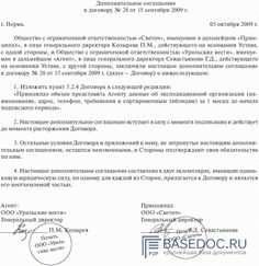 Подробное описание процесса составления дополнительного соглашения