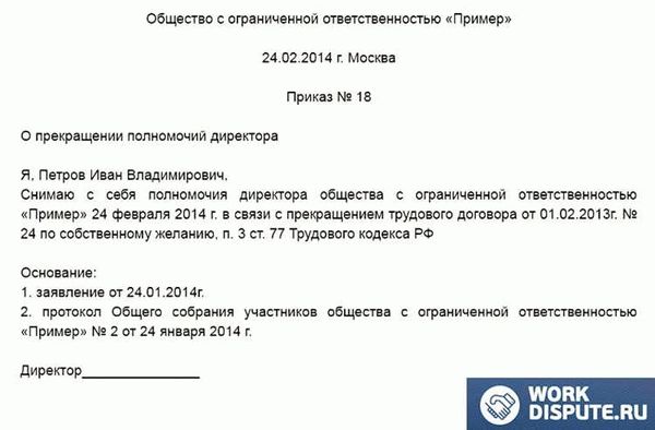 Назначение временного исполняющего обязанности