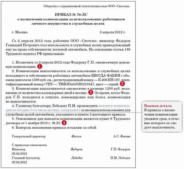 Как отразить в бухучете выплаты компенсации за использование личного транспорта в 2024 году