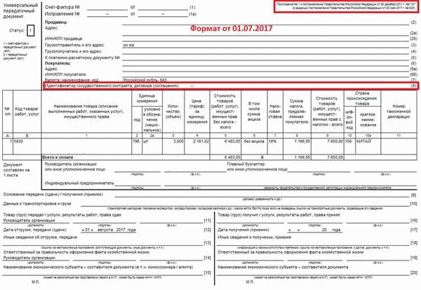 Каким должен быть образец счет фактура 2021 года?