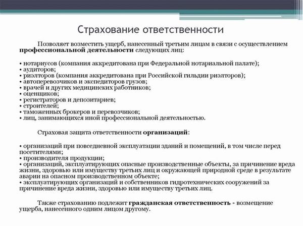 Виды страхования гражданской ответственности юридических лиц