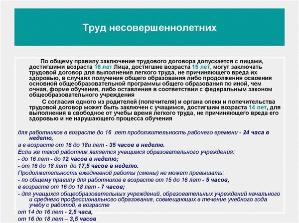 Особенности заключения трудового договора с несовершеннолетним работником