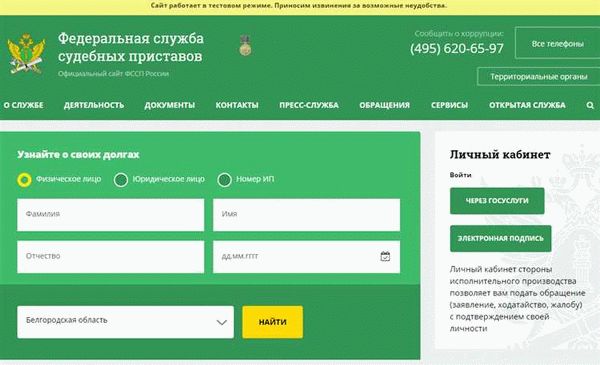 Узнать задолженность у судебных приставов (ФССП)